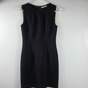 Tahari Petite Black Sleeveless Sheath Dress Business Professional Womens Size